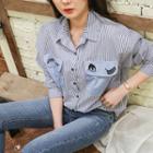 Embroidered Flap-pocket Stripe Shirt