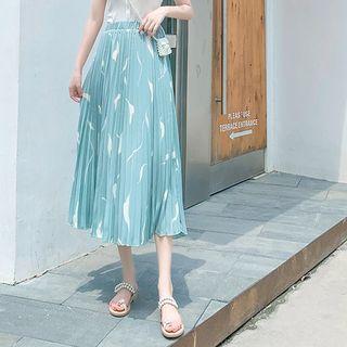 Printed Midi Accordion Pleat Skirt
