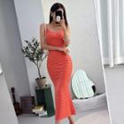 Sleeveless Stripe Maxi Mermaid Dress