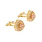 Fashion Simple Plated Gold Geometric Triangle Cufflinks With Yellow Cubic Zirconia Golden - One Size