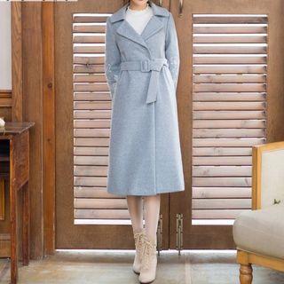 Fleece Panel Floral Embroidered Buttoned Long Coat