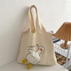 Duck Embroidered Tote Bag Duck - Almond - One Size