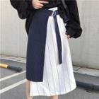 Pinstriped Wrap-around Knee-length Skirt