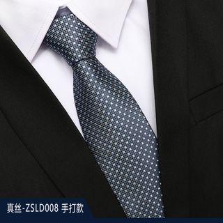 Genuine Silk Patterned Neck Tie Zsld008 - Black - One Size