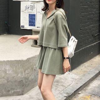 Set: 3/4-sleeve Hoodie + Skorts