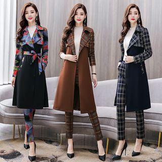 Set: Tie Waist Coat + Cropped Skinny Pants