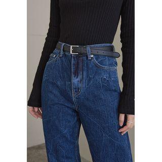 Square-buckle Pebbled Belt