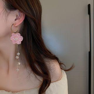 Flower Resin Faux Crystal Alloy Fringed Earring