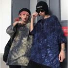 Couple Matching Elbow-sleeve Dyed T-shirt