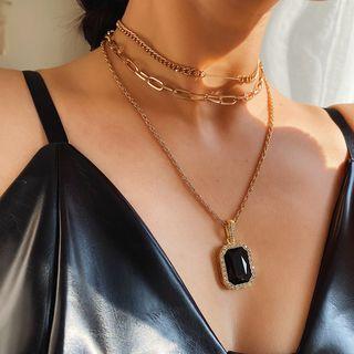 Set Of 3: Chain Necklace 0331 - Gold - One Size