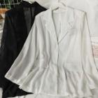 Loose-fit Slit-back Lapel Chiffon Shirt
