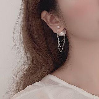 Faux-pearl Fringed Earring