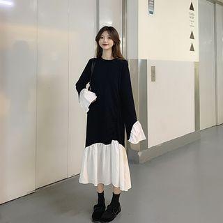 Ruffle Trim Panel Midi Dress As Shown In Figure - One Size