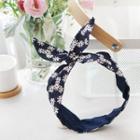 Floral Print Wired Headband 01 - Denim - Dark Blue - One Size