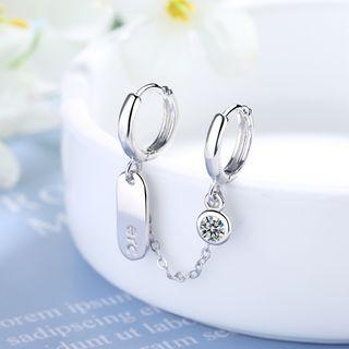 Rhinestone Chained Dangle Earring 1 Pc - One Size