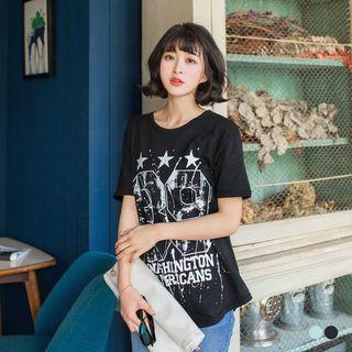 Paint Splash Graphic Printed Longline Tee