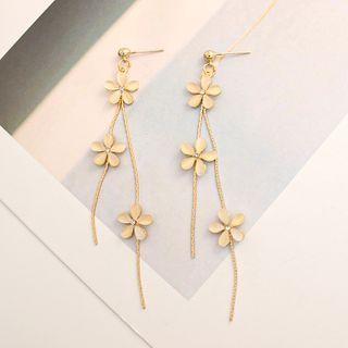 Flower Cat Eye Stone Fringed Earring