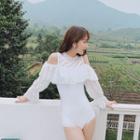 Cold Shoulder Long-sleeve Swimsuit