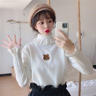 Embroidered Turtle-neck Sweater