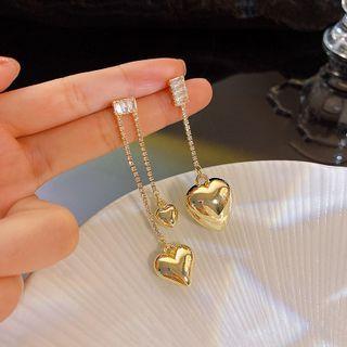 Heart Alloy Rhinestone Dangle Earring