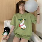 Short Sleeve Duck Printed T-shirt