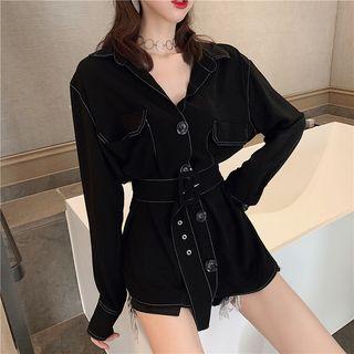 Contrast Stitch Shirt Black - One Size