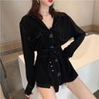 Contrast Stitch Shirt Black - One Size