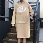 Letter Hoodie Dress Almond - One Size