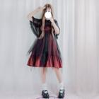 Sleeveless Print Lolita A-line Dress/ Midi Dress/ Cape