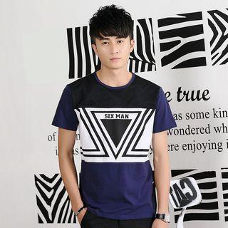 Print Colour Block Short-sleeve T-shirt