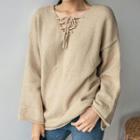 Lace-up Neck Loose-fit Sweater