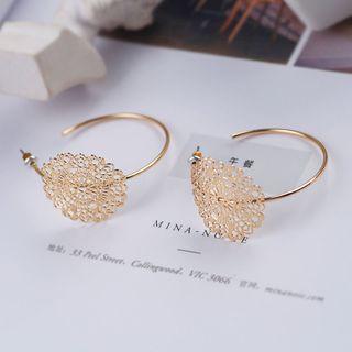 Cutout Flower Hoop Earring 1 Pair - Gold - One Size
