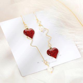 Glitter Heart Drop Earring 1 Pair - As Shown In Figure - One Size