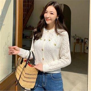 Floral Embroidered Pointelle-knit Cardigan