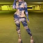 Long-sleeve Tie-dyed Jumpsuit