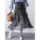 Floral Patterned Band-waist Layered Skirt