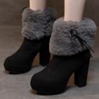 Platform Chunky-heel Fluffy Short Boots