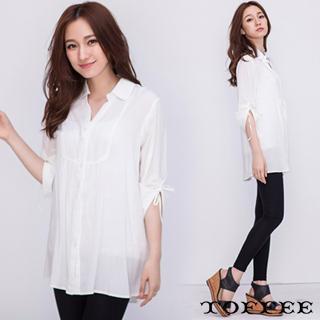 Plain Long Blouse White - One Size