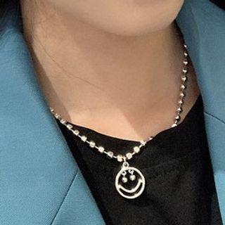 925 Sterling Silver Smiley Face Necklace