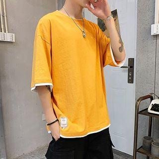 Mock Two-piece Crewneck Short-sleeve Top