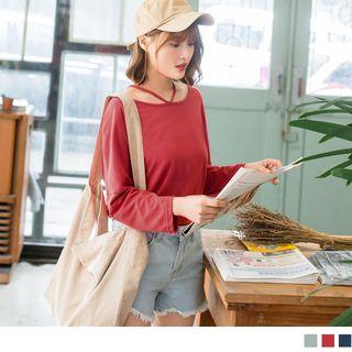 Cross Front Wide Neck Top