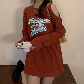 Oversized Cutout Lettering Sweatshirt