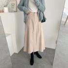 Band-waist Corduroy A-line Skirt