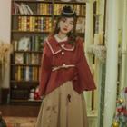 Floral Embroidered Wool Poncho
