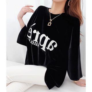 Letter Velvet Over-fit T-shirt