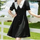 Short-sleeve Plain Collar Dress
