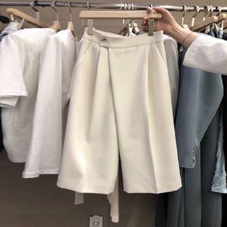 High-waist Plain Straight Leg Shorts