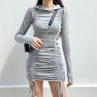 Hooded Drawstring Mini Bodycon Dress