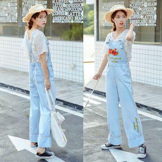 Embroidered Denim Jumpsuit