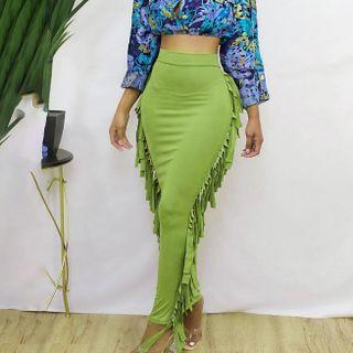 Fringe Midi Pencil Skirt